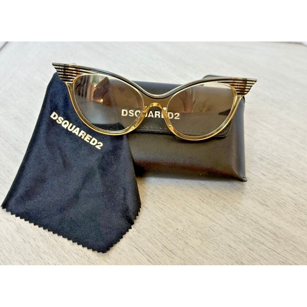 Dsquared2 DQ5104 Cat Eye Eyeglasses Havana Clear Women 53mm Full Rim
